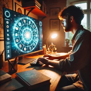 Astroloji Eğitimi 1 bir astroloji öğrencisi online eğitim alıyor
