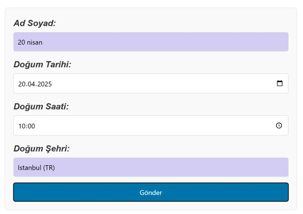 astroVizyon Doğum Haritası